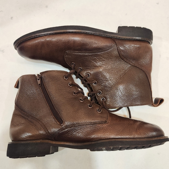 VTG Saks Fifth Avenue Side Zip Leather Ankle Boots Mens 9 M Brown Made In Brazil - Picture 4 of 9